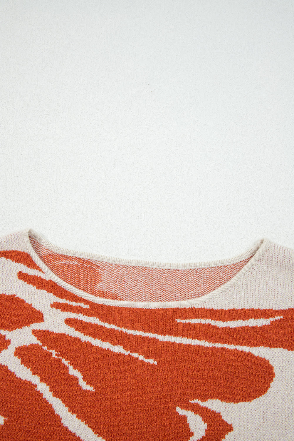 Stacey B's Beige Bold Flower Pattern Wide Sleeve Baggy Sweater