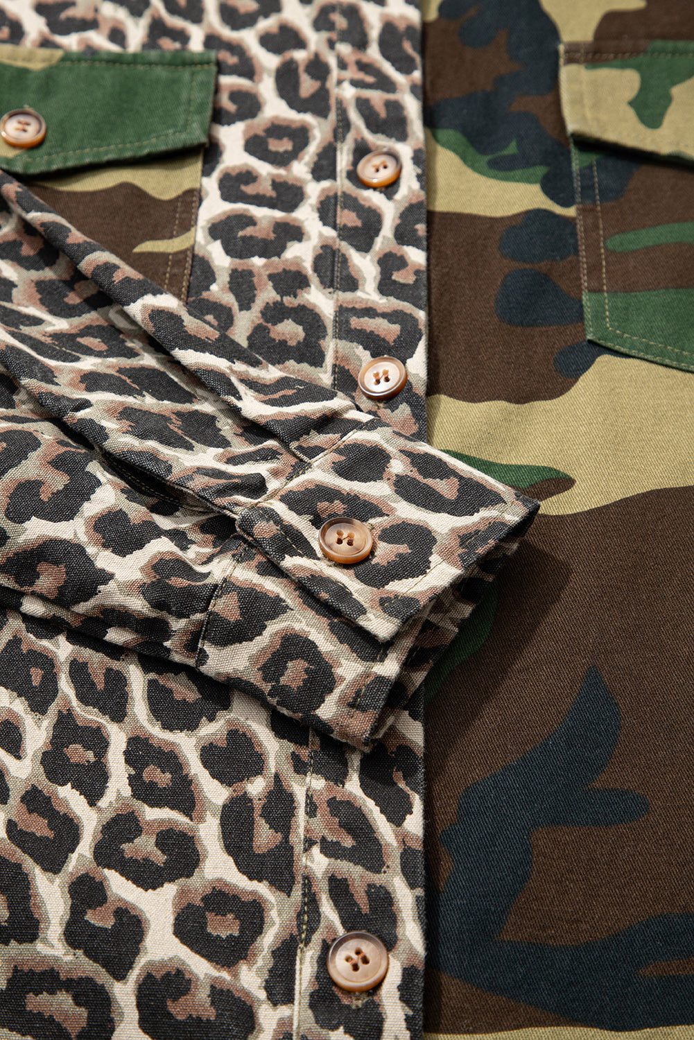 Stacey B's Brown Leopard Camo Patchwork Oversize Shacket