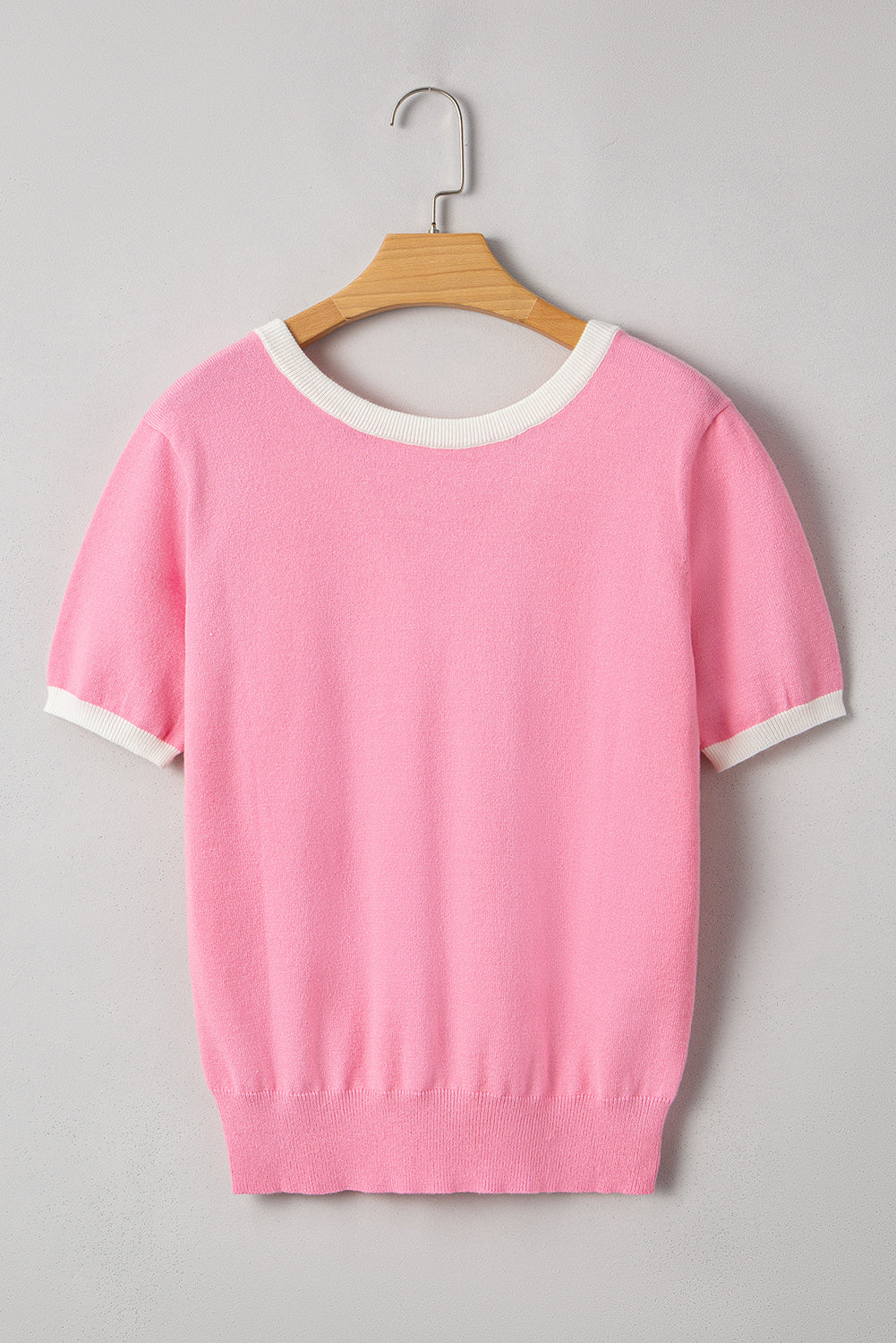 Stacey B's Bonbon Colorblock Bow V-Shape Cut Back Short Sleeve Sweater