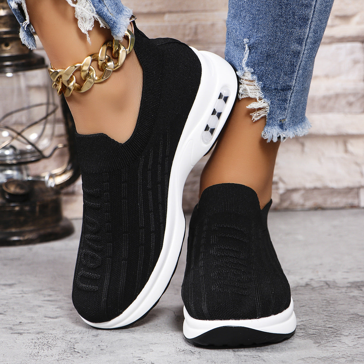 Stacey B's Round Toe Knit Detail Slip On