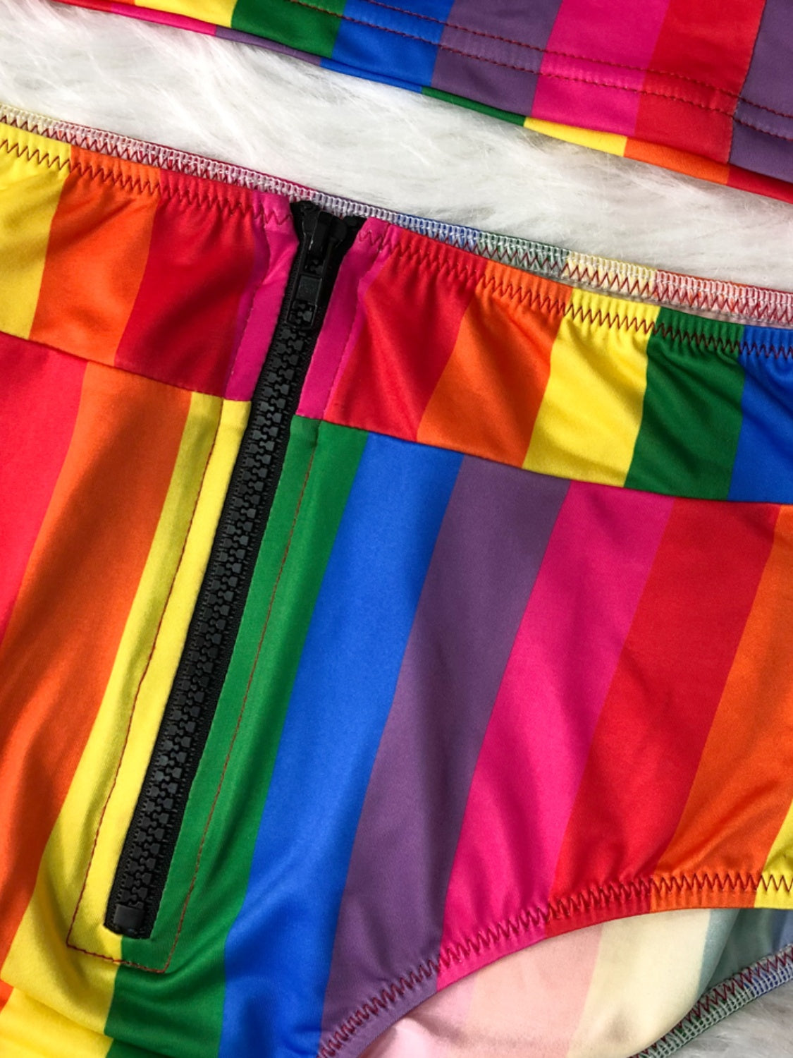 Stacey B's Contrast Half Zip Top and Brief Swim Set