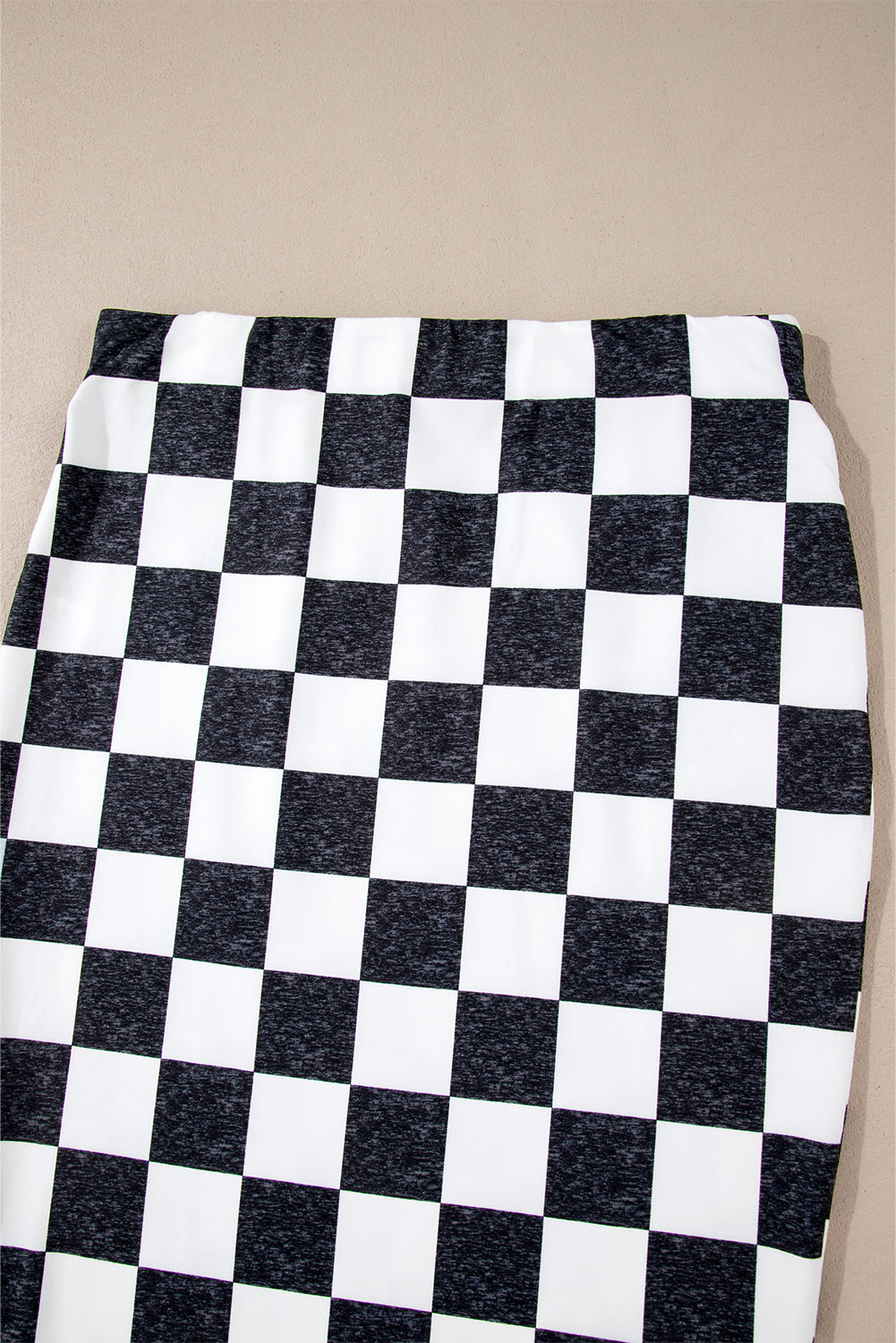 Stacey B's Rose Checkered Print Side Slit Slim Fit Midi Skirt