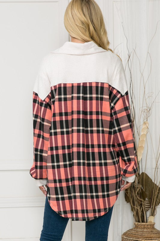 Stacey B's Oversized Mixed Media Knit Shacket