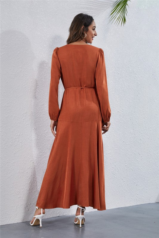 Stacey B's Women's V Neck Long Sleeve Maxi Dress