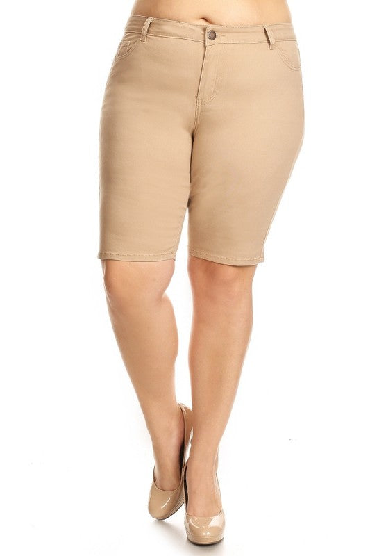 Stacey B's Plus Size High Waist Solid Stretch Short Pants