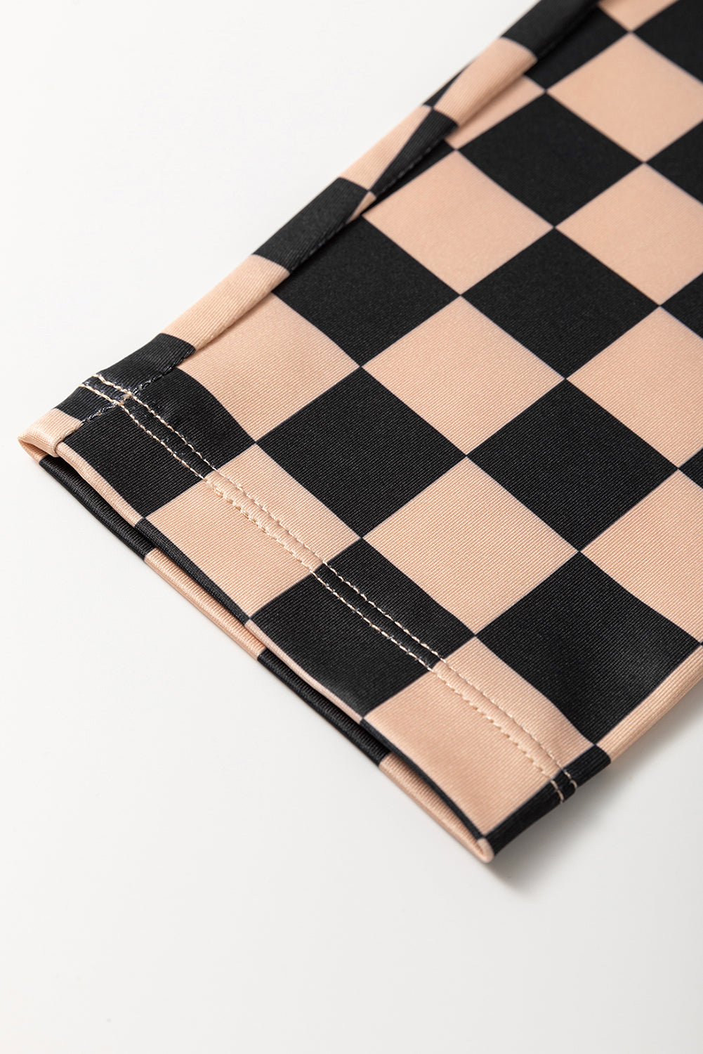 Stacey B's Khaki Checkered Pattern High Waist Skinny Leggings