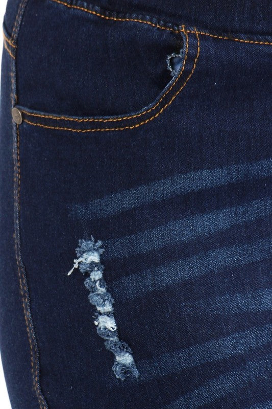 Stacey B's Plus Size High Waist Ripped Denim Jeggings Pants