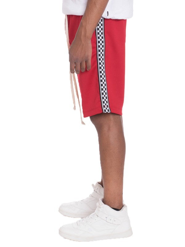 Stacey B's Mens Checkered Stripe Track Shorts