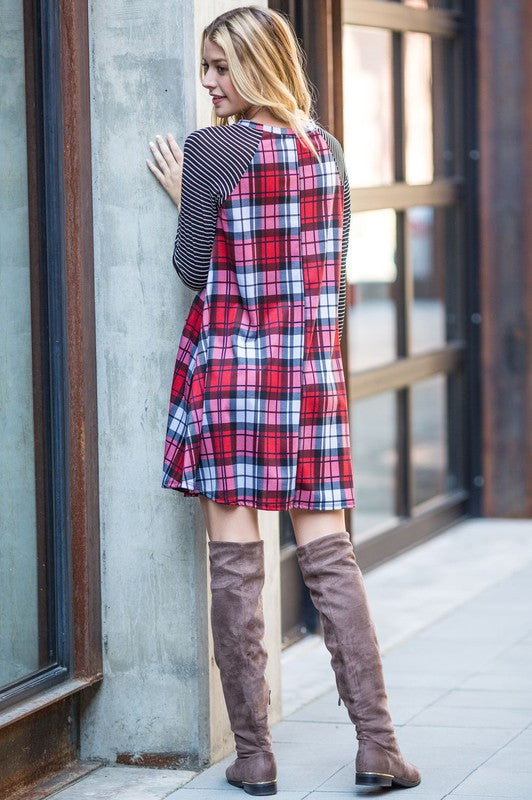 Stacey B' s Stripe Sleeve A- Line Mini Dress