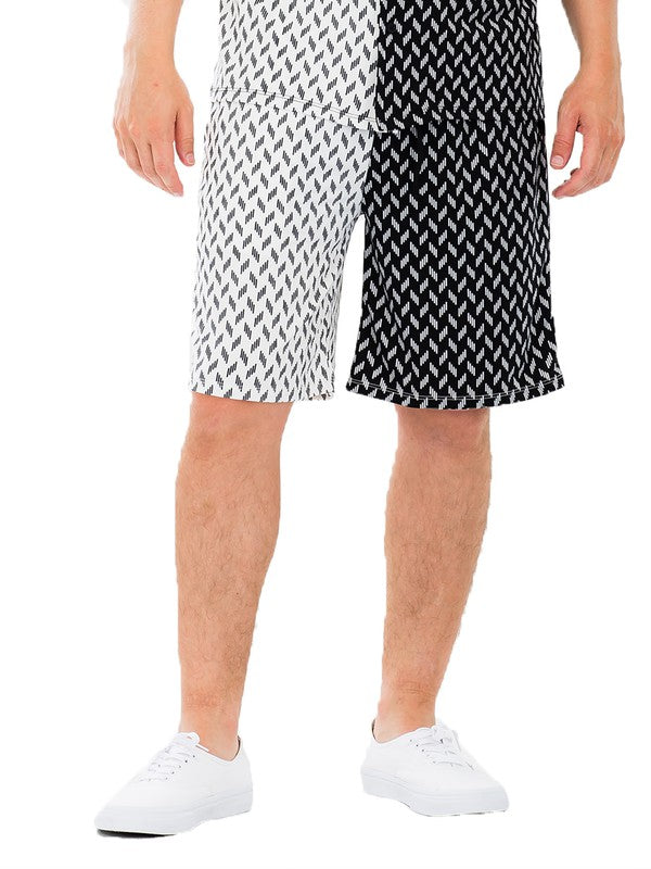 Stacey B's Mens Diamond Two Tone Print Shorts
