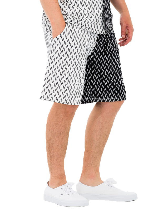 Stacey B's Mens Diamond Two Tone Print Shorts