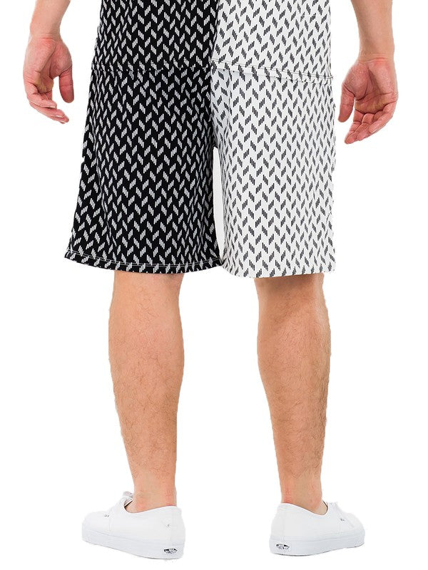 Stacey B's Mens Diamond Two Tone Print Shorts