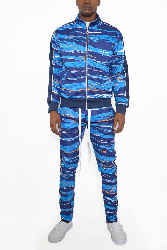 Stacey B's Mens Print Full Zip Track Suit Set