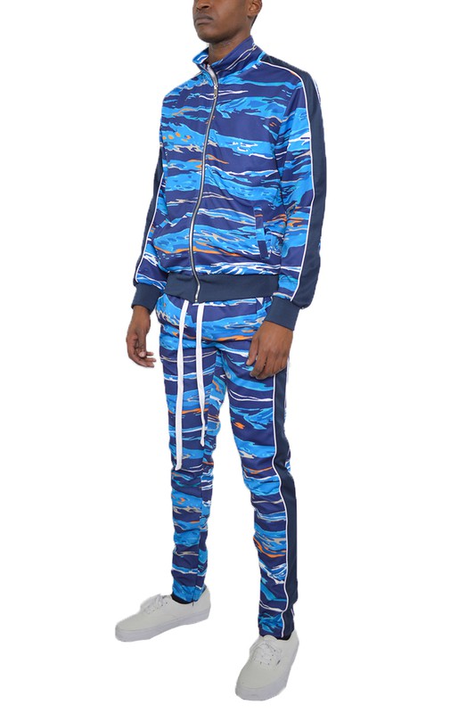 Stacey B's Mens Print Full Zip Track Suit Set