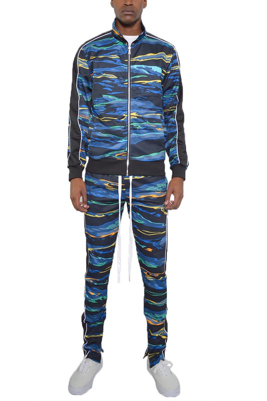 Stacey B's Mens Print Full Zip Track Suit Set