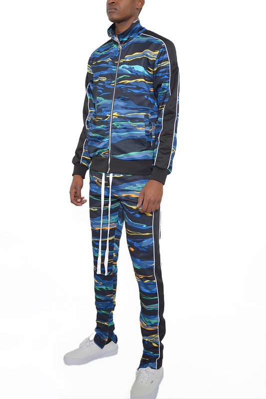 Stacey B's Mens Print Full Zip Track Suit Set