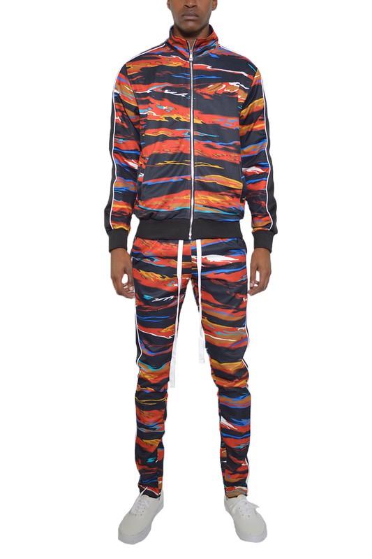 Stacey B's Mens Print Full Zip Track Suit Set