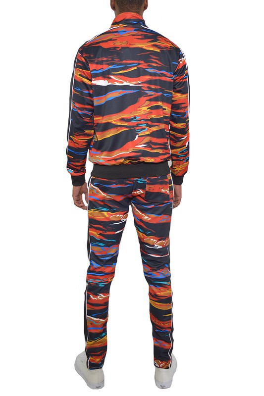 Stacey B's Mens Print Full Zip Track Suit Set