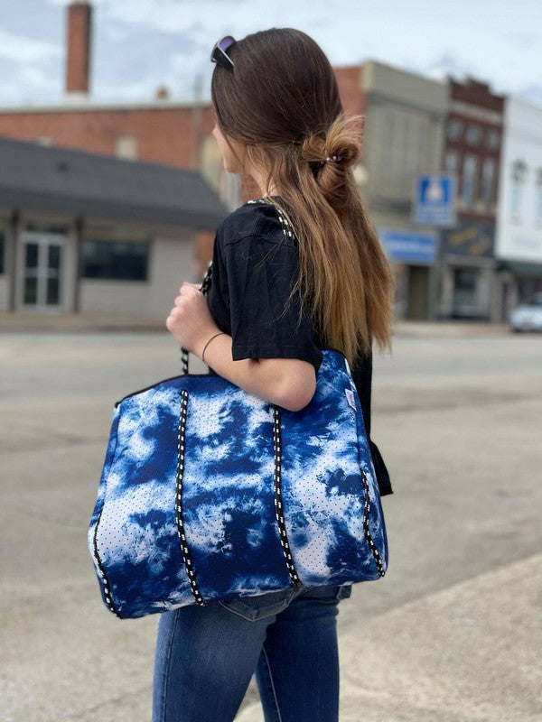 Stacey B's Gorgeous Neoprene Bag - Blue Tie Dye