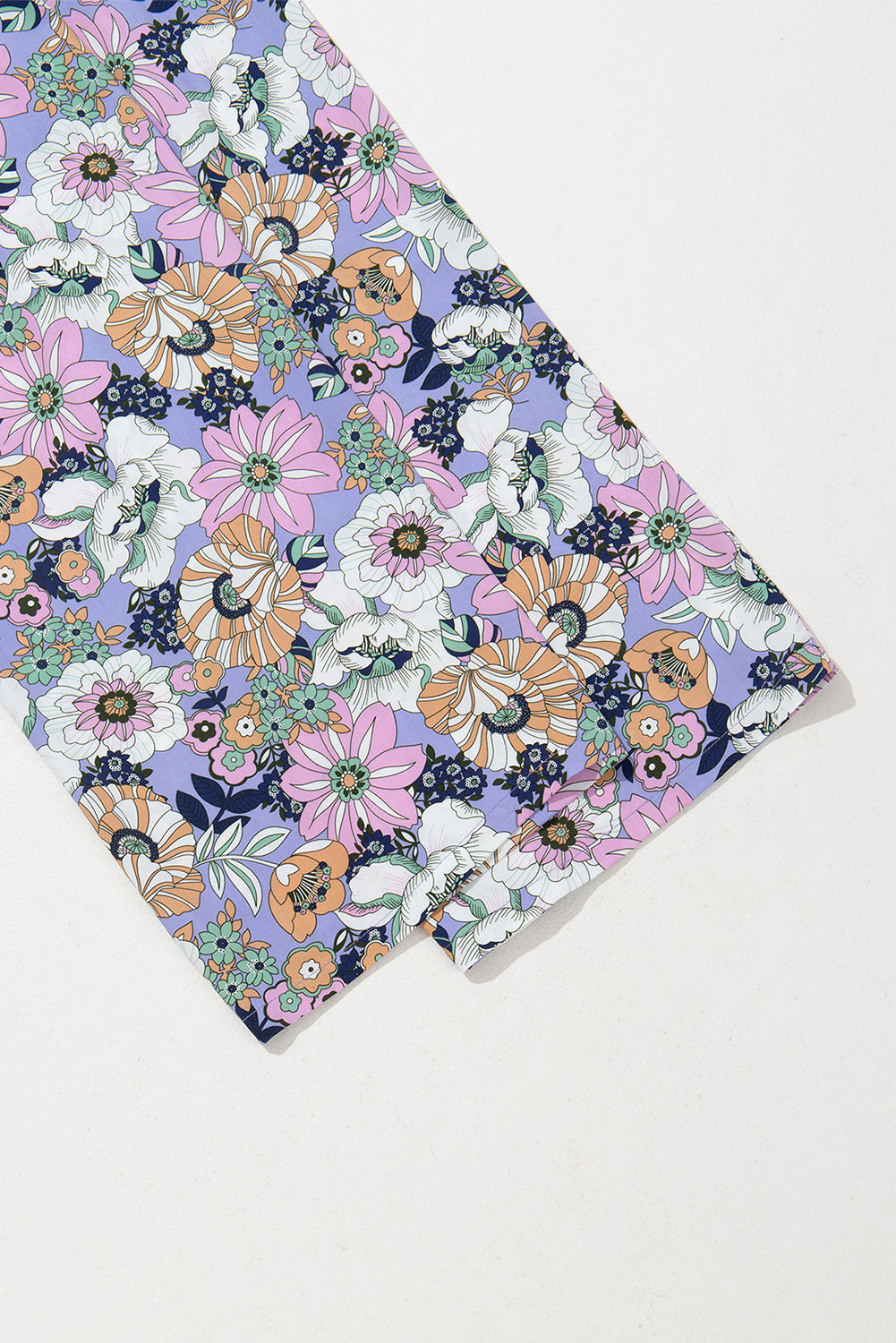 Stacey B's Purple Floral Print Smocked High Waist Square Neck Jumpsuit