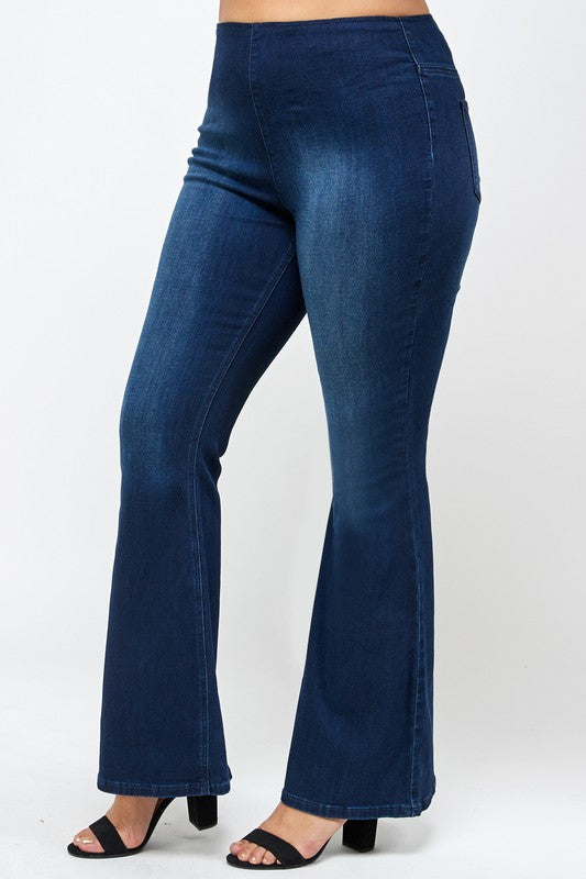 Stacey B's Plus Size Mid-Rise Banded Wider Flare Jeans