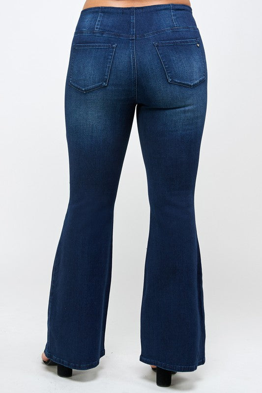 Stacey B's Plus Size Mid-Rise Banded Wider Flare Jeans