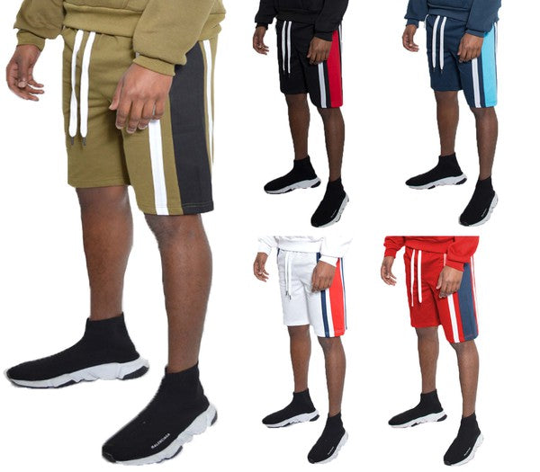 Stacey B's Mens Color Block Stripe Sweat Shorts