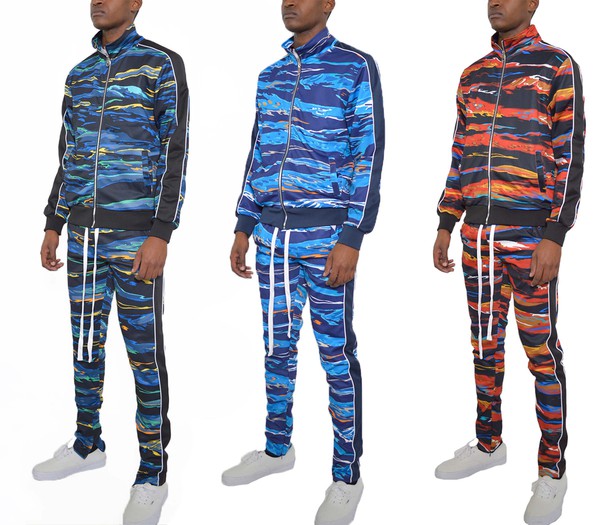 Stacey B's Mens Print Full Zip Track Suit Set