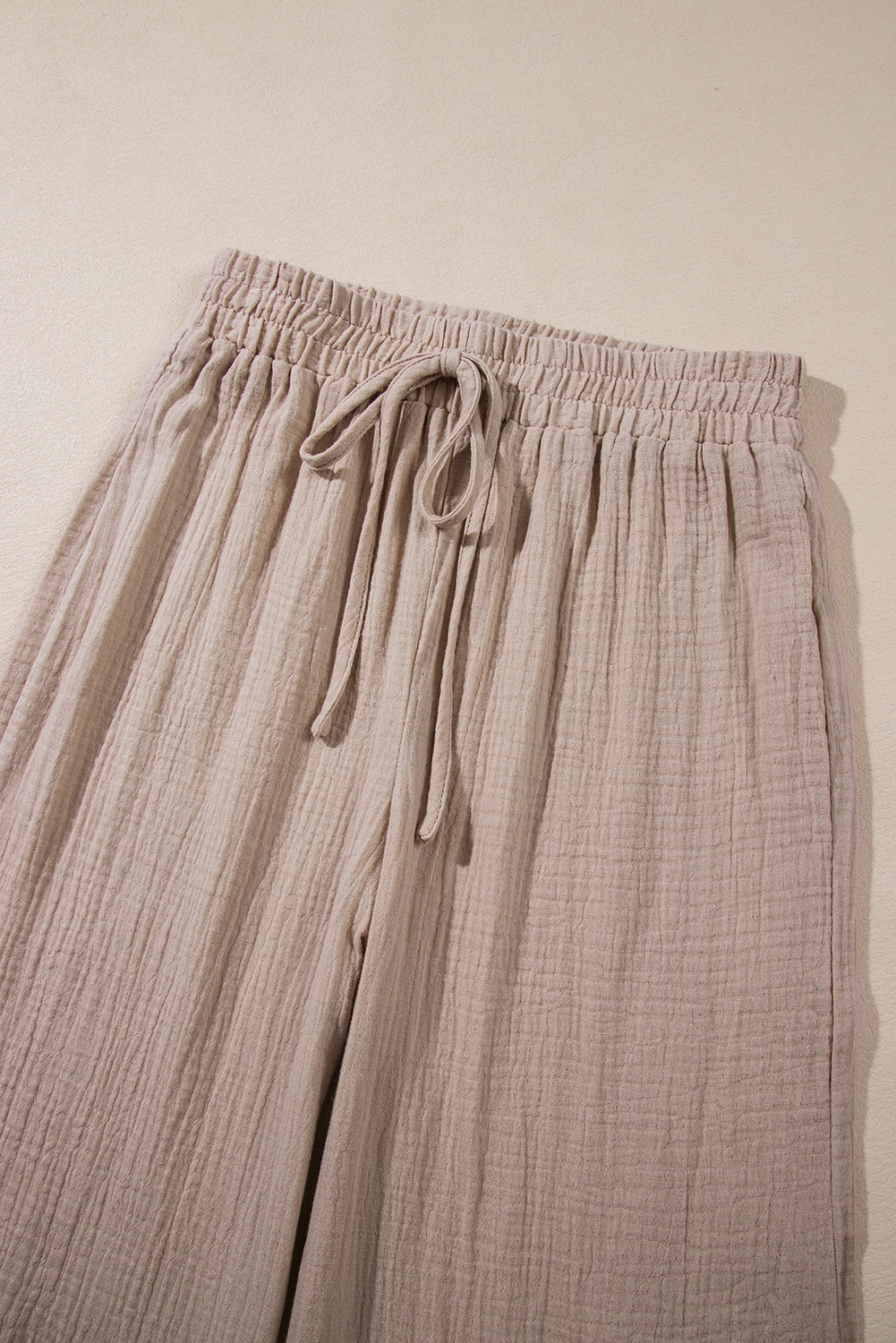 Stacey B's Smoke Gray Textured Loose Fit Drawstring High Waist Pants