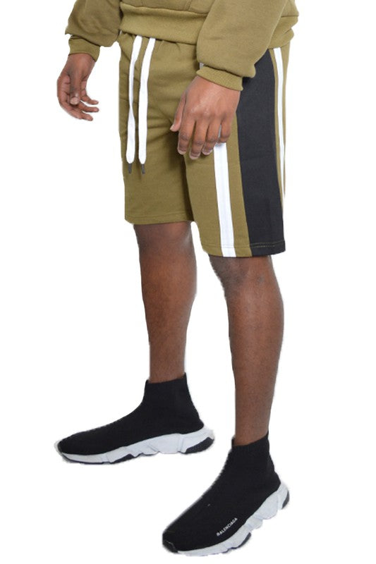 Stacey B's Mens Color Block Stripe Sweat Shorts