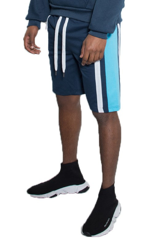 Stacey B's Mens Color Block Stripe Sweat Shorts