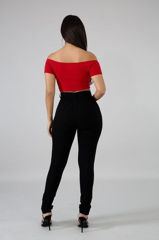 Stacey B's Plaid Patch Skinny Jean