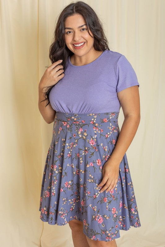 Stacey B's Plus Floral Band Flare Dress