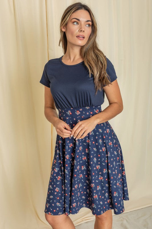 Stacey B's Plus Floral Band Flare Dress
