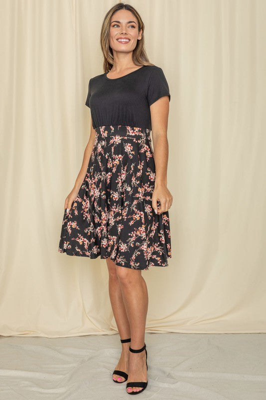 Stacey B's Plus Floral Band Flare Dress