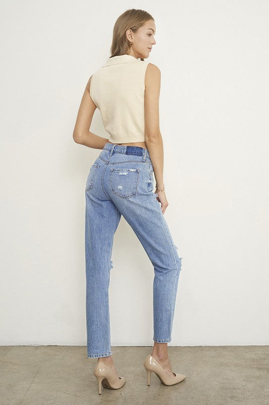 Stacey B's High Rise Distressed Girlfriend Jean