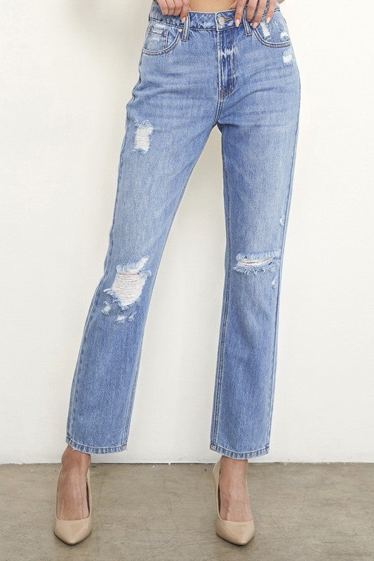 Stacey B's High Rise Distressed Girlfriend Jean
