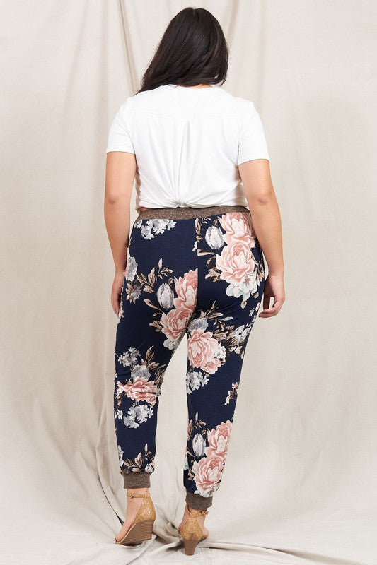 Stacey B's Plus Rose Print Jogger