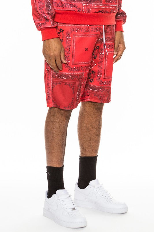 Stacey B's Mens Paisley Bandana Print Shorts