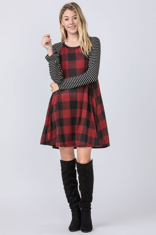 Stacey B' s Stripe Sleeve A- Line Mini Dress