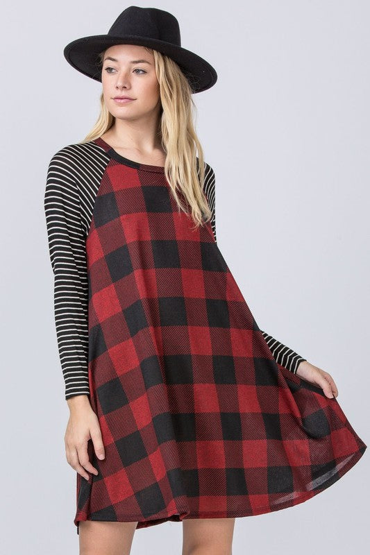 Stacey B' s Stripe Sleeve A- Line Mini Dress