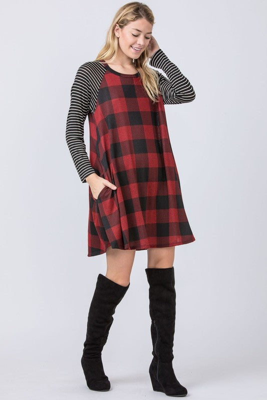 Stacey B' s Stripe Sleeve A- Line Mini Dress