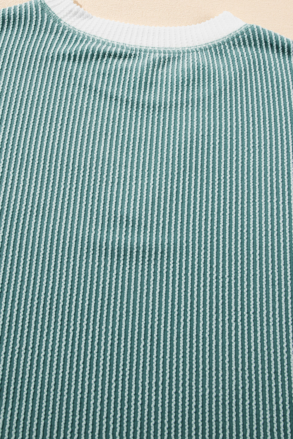 Stacey B's Light Blue Corded Colorblock Drop Shoulder Loose Top