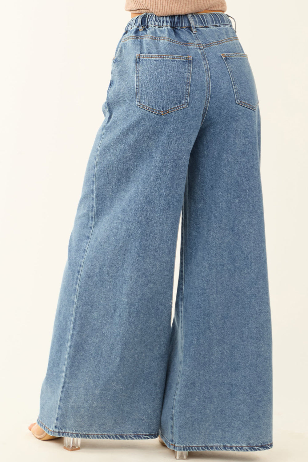Stacey B's Dusk Blue Medium Wash Super Wide Leg Denim Pants