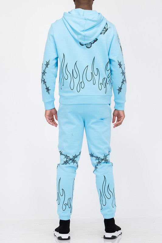 Stacey B's Flame Fire Chenille Hoodie Sweat Set