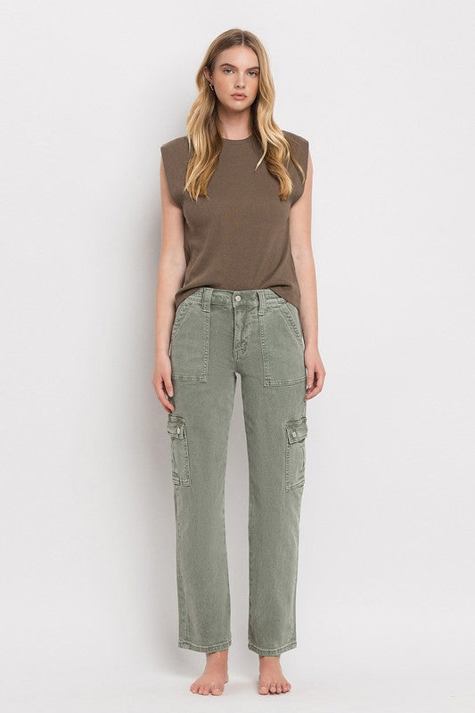 Stacey B's High Rise Cargo Straight Jeans