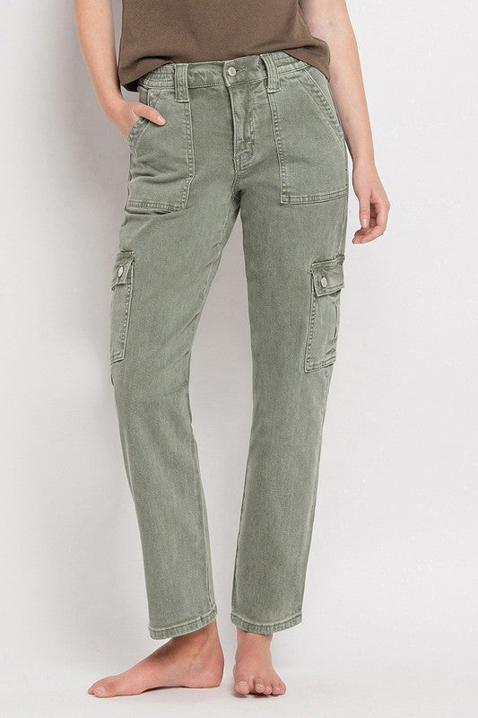 Stacey B's High Rise Cargo Straight Jeans