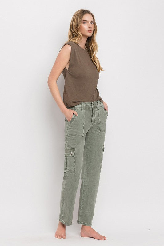 Stacey B's High Rise Cargo Straight Jeans