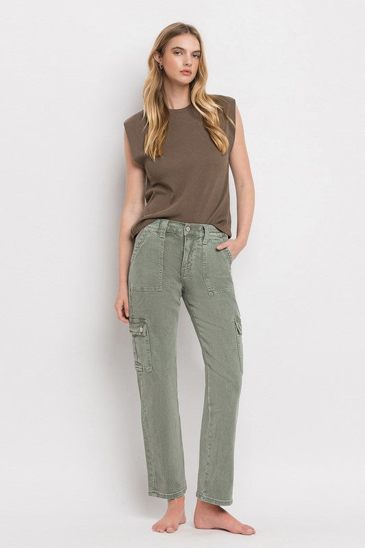 Stacey B's High Rise Cargo Straight Jeans