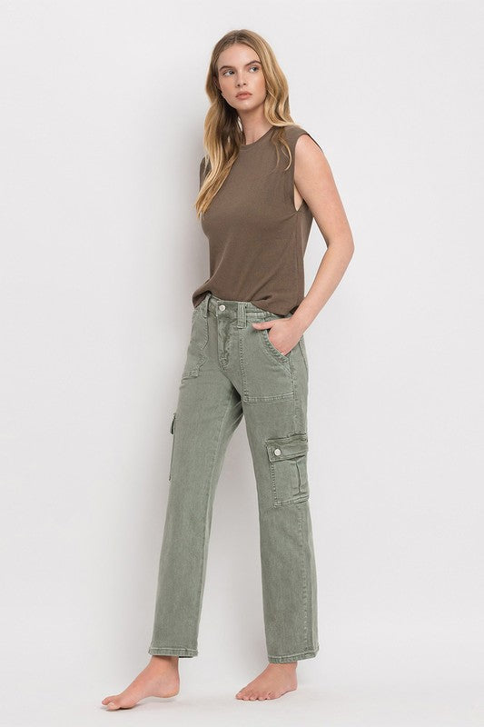 Stacey B's High Rise Cargo Straight Jeans